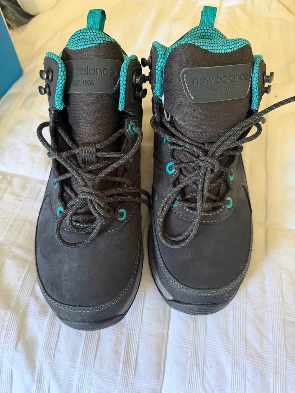 New Balance Women’s Black and Teal Lace-Up Boots